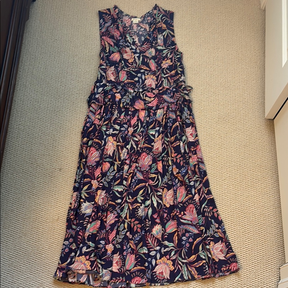 Shoshanna Pink and Blue Sleeveless V-Neck Sundress